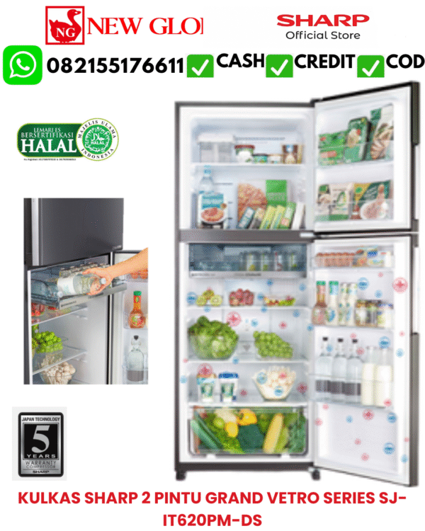 KULKAS SHARP 2 PINTU GRAND VETRO SERIES SJ-IT620PM-DS