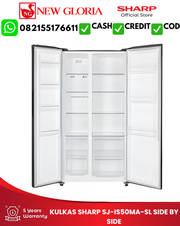 KULKAS SHARP SJ-IS50MA-SL SIDE BY SIDE