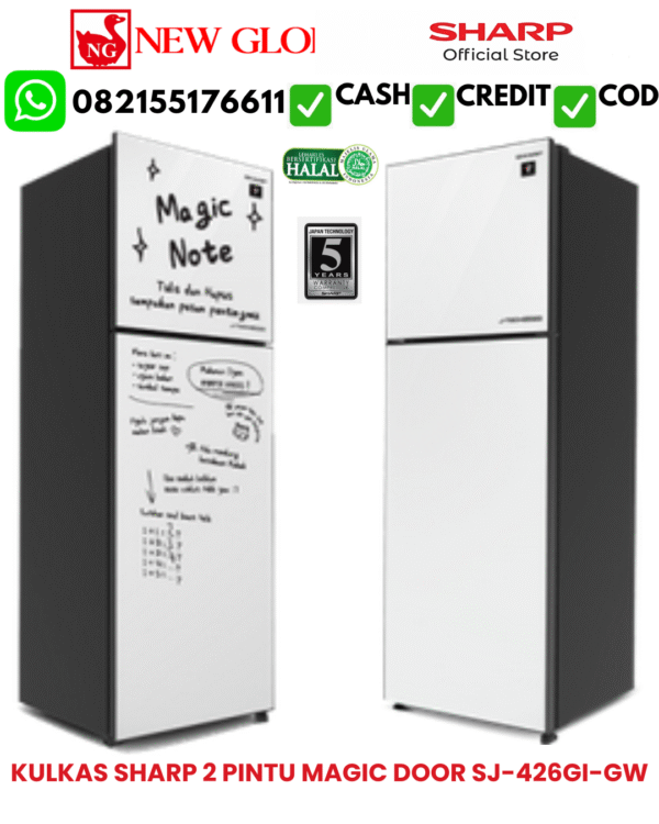 KULKAS SHARP 2 PINTU MAGIC DOOR SJ-426GI-GW