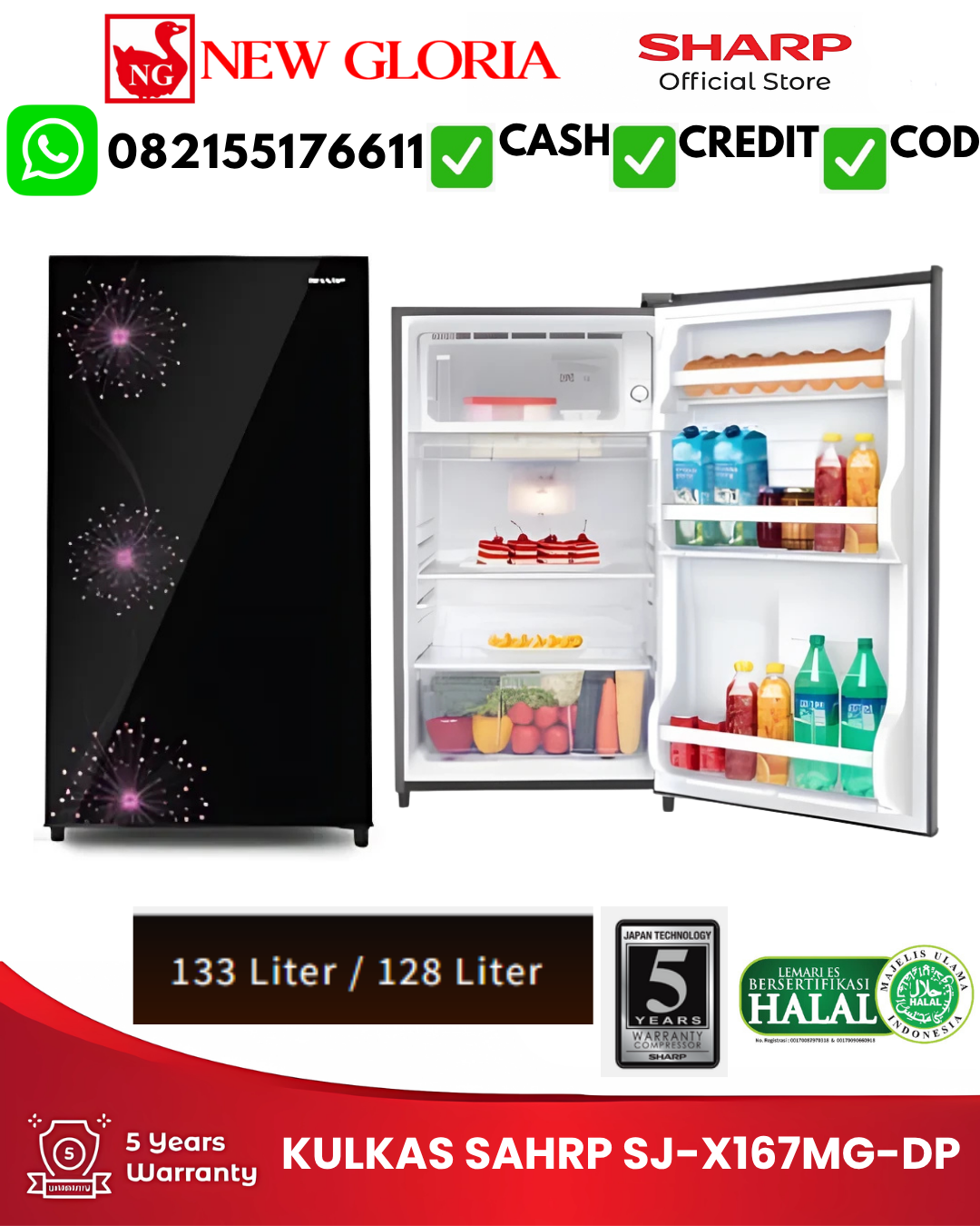 KULKAS SHARP SJ-X167MG-DP