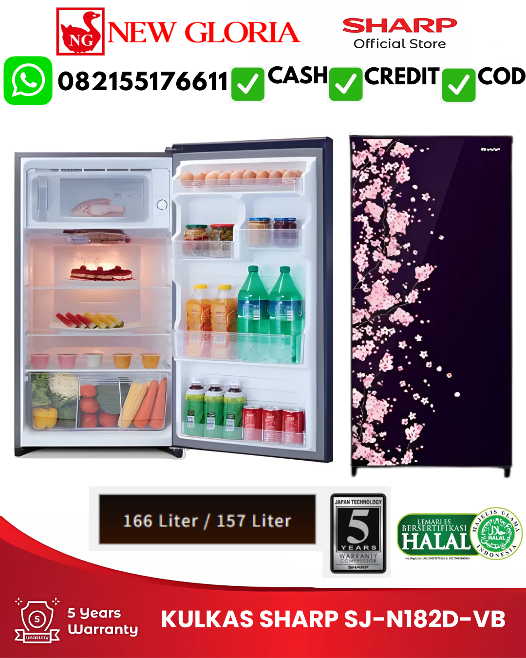 KULKAS SHARP SJ-N182D-VB