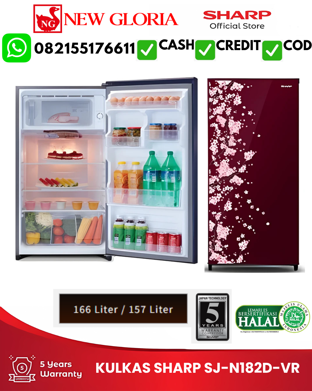 KULKAS SHARP SJ-N162D-VR