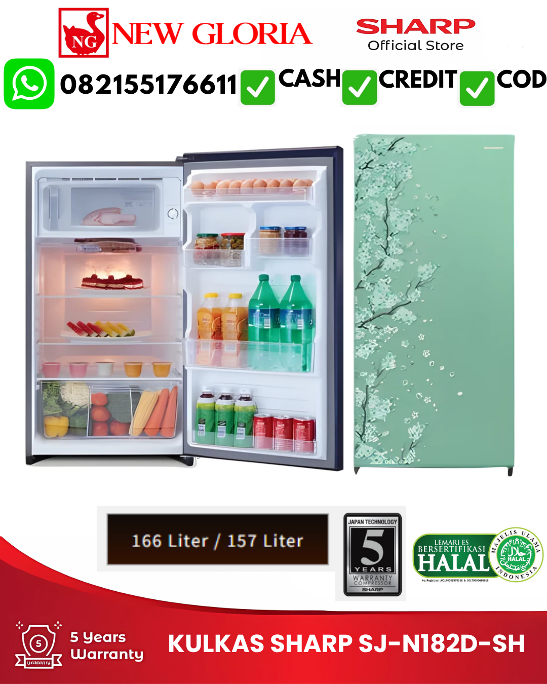 KULKAS SHARP SJ-N182D-SH