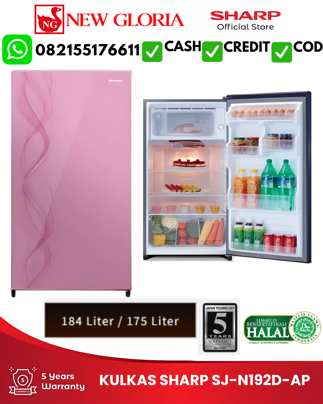 KULKAS SHARP SJ-N192D-AP