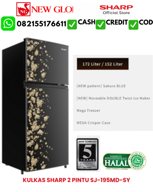 KULKAS SHARP 2 PINTU SJ-195MD-SY