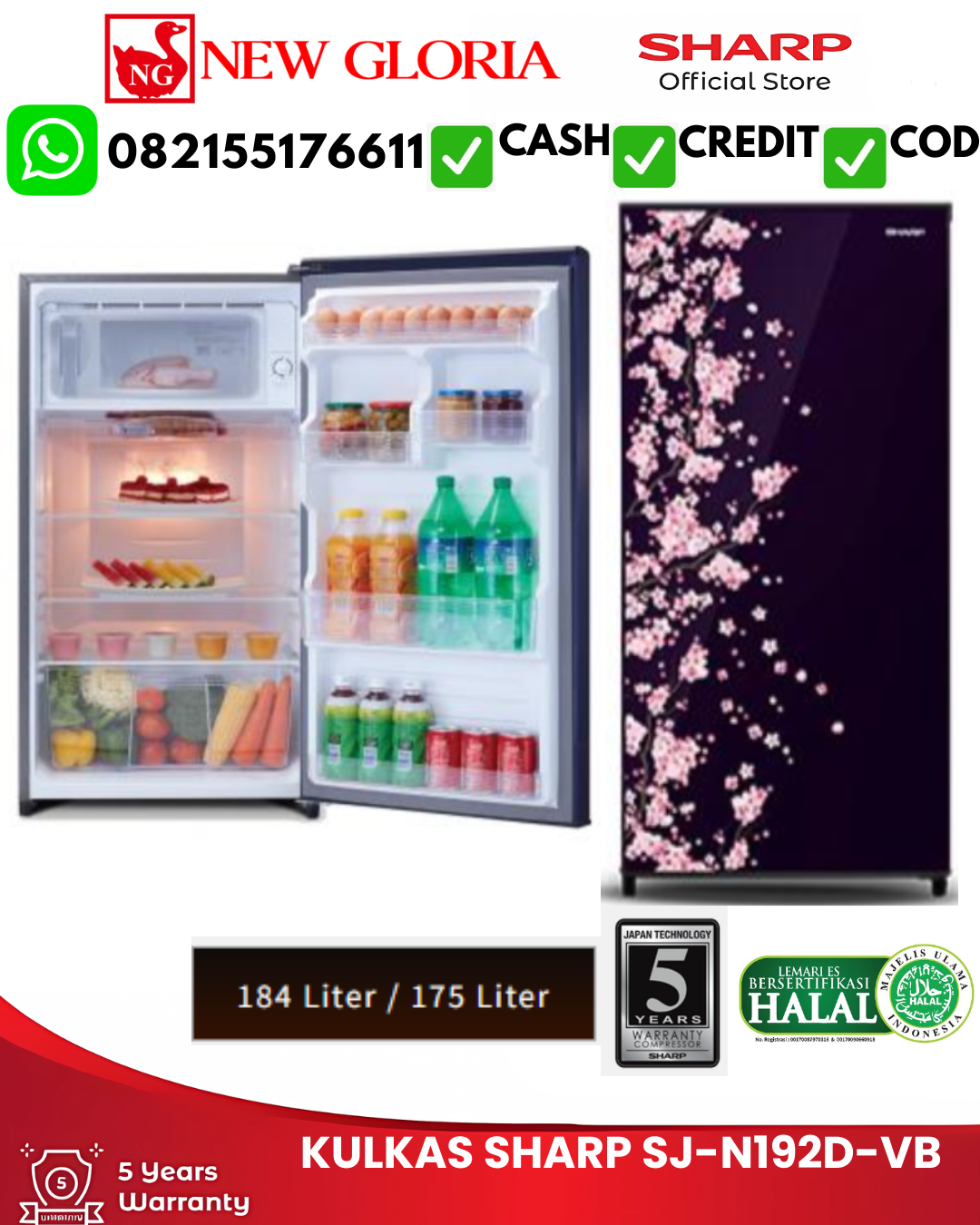 KULKAS SHARP SJ-N192D-VB