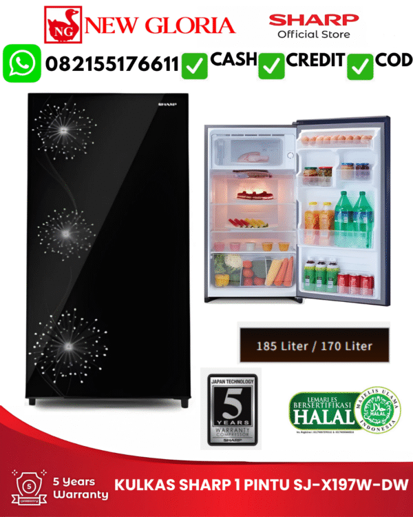 KULKAS SHARP 1 PINTU SJ-X197W-DW