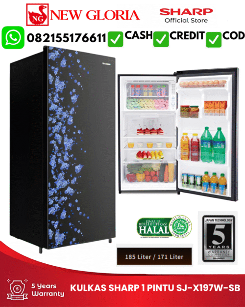 KULKAS SHARP 1 PINTU SJ-X197W-SB