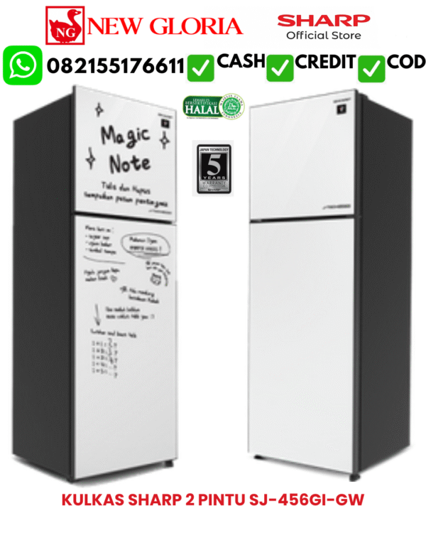 KULKAS SHARP 2 PINTU SJ-456GI-GW