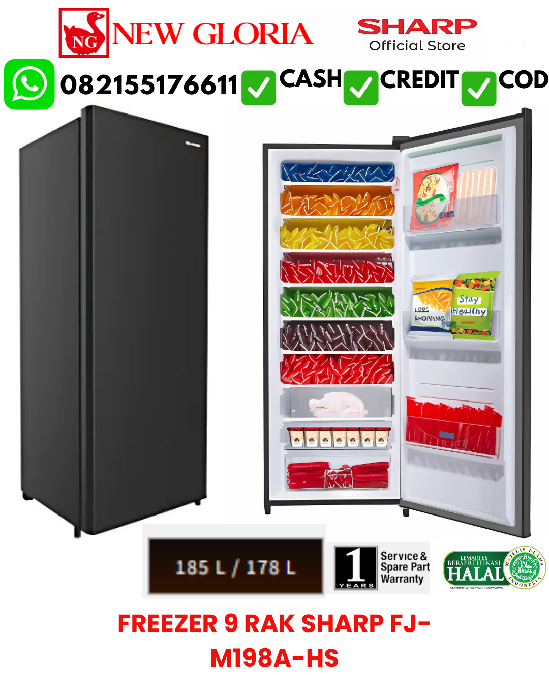 FREEZER 9 RAK SHARP FJ-M198A-HS