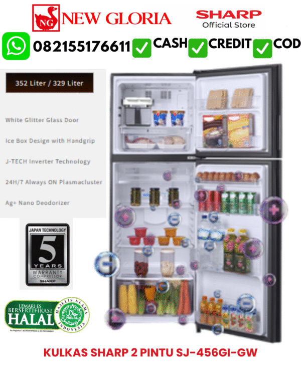KULKAS SHARP 2 PINTU SJ-456GI-GW