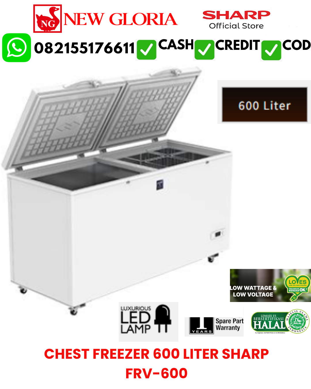 CHEST FREEZER 600 LITER SHARP FRV-600
