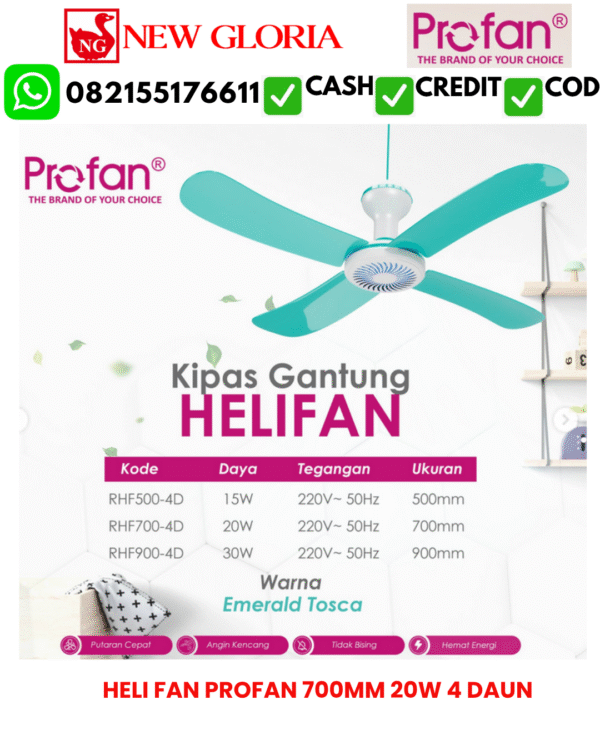 HELI FAN PROFAN 700MM 20W 4 DAUN