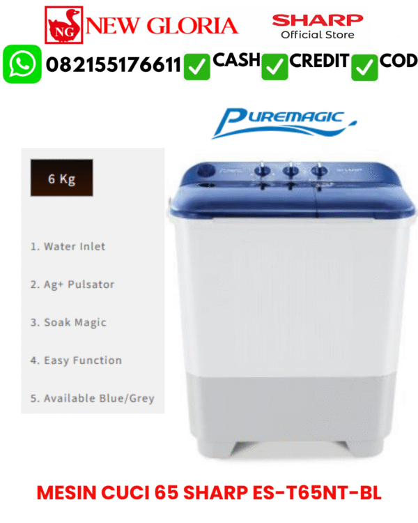 MESIN CUCI 65 SHARP ES-T65NT-BL