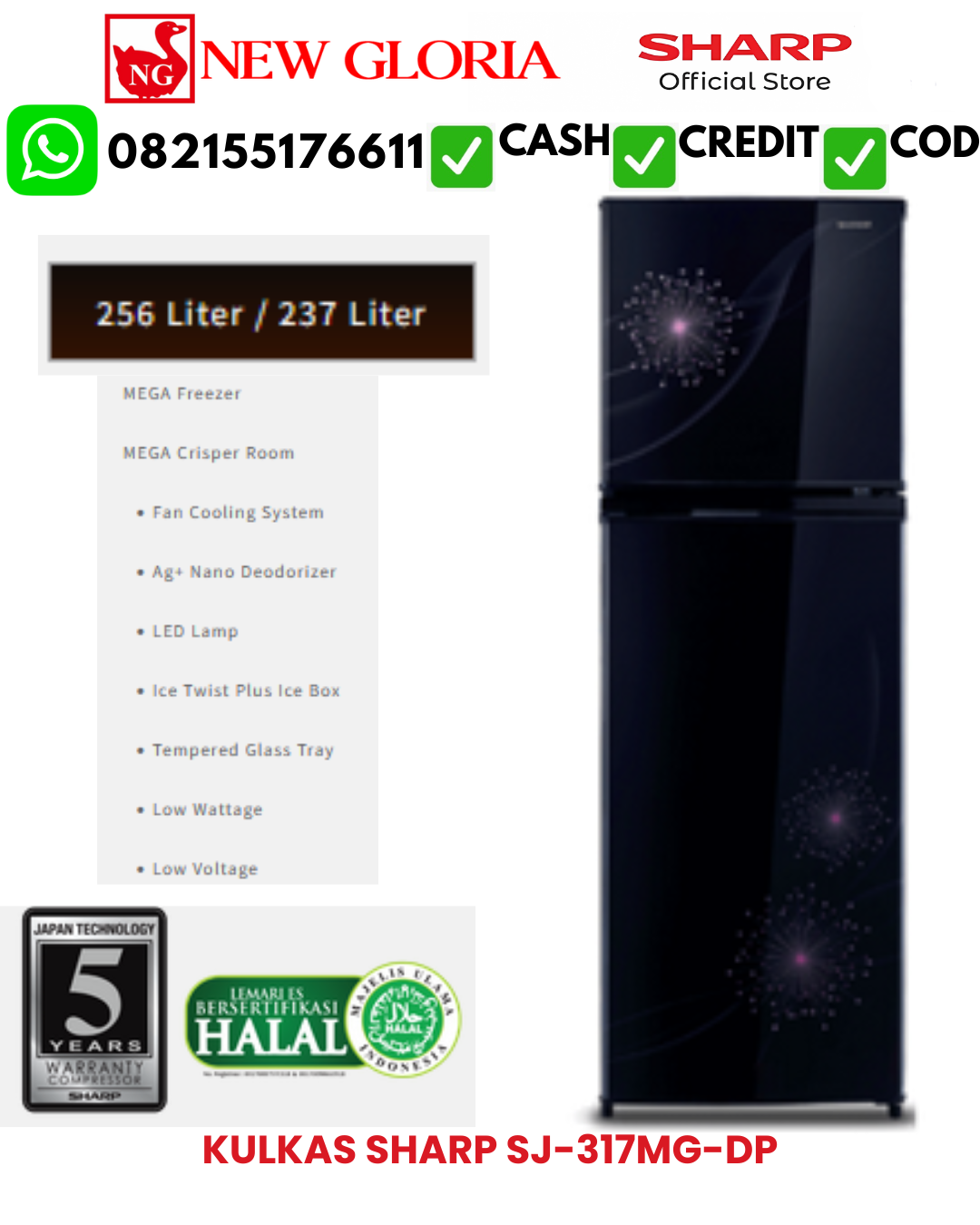 KULKAS SHARP SJ-317MG-DP