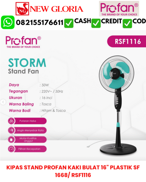 KIPAS STAND PROFAN KAKI BULAT 16" PLASTIK SF 1668/ RSF1116