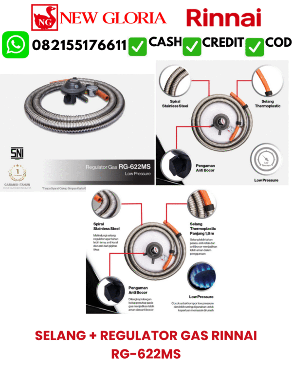 SELANG + REGULATOR GAS RINNAI RG-622MS
