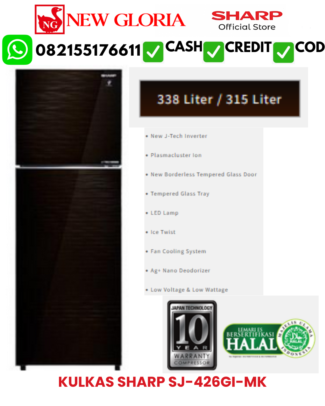 KULKAS SHARP SJ-426GI-MK