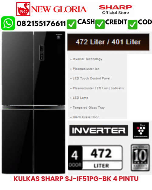 KULKAS SHARP SJ-IF51PG-BK 4 PINTU