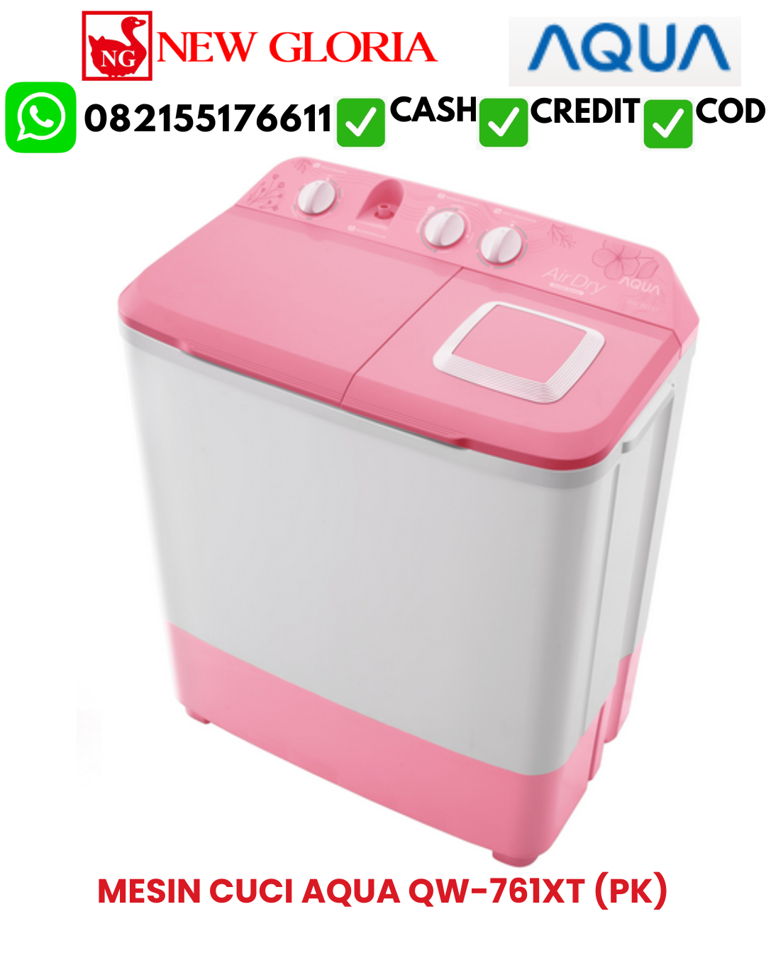 MESIN CUCI AQUA QW-761XT (PK)