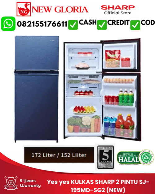 KULKAS SHARP 2 PINTU SJ-195MD-SG2 (NEW)