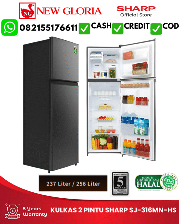 KULKAS 2 PINTU SHARP SJ-316MN-HS