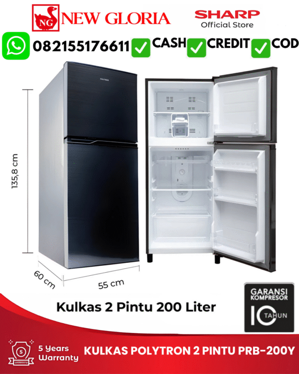 KULKAS POLYTRON 2 PINTU PRB-200Y
