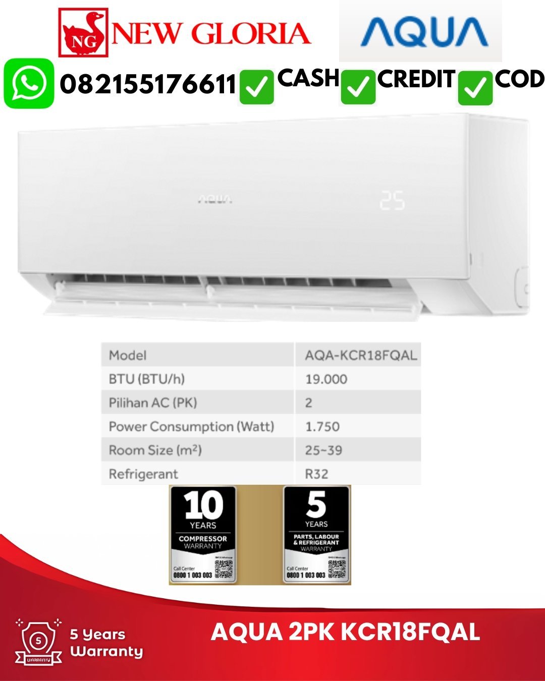 AC AQUA 2PK KCR18FQAL