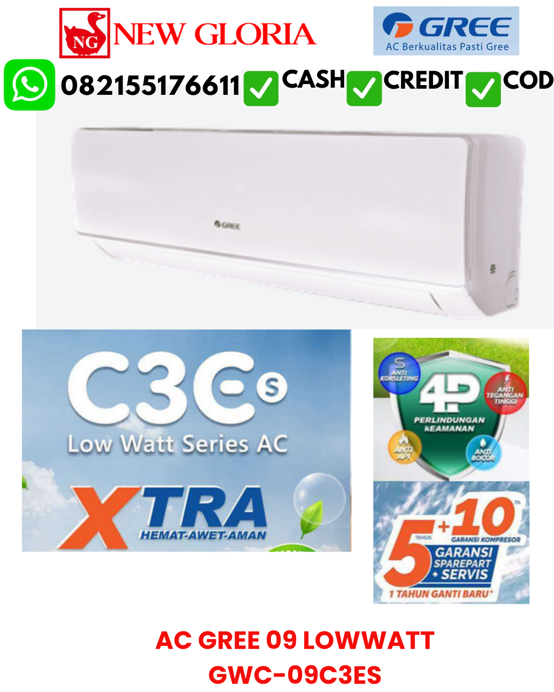 AC GREE 09 LOWWATT GWC-09C3ES 1PK