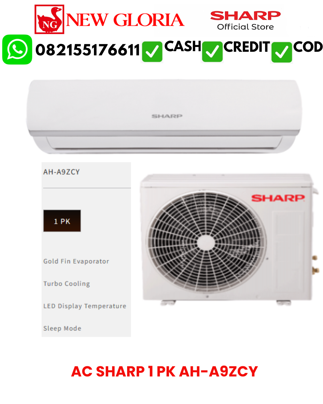 AC SHARP 1 PK AH-A9ZCY INDOOR
