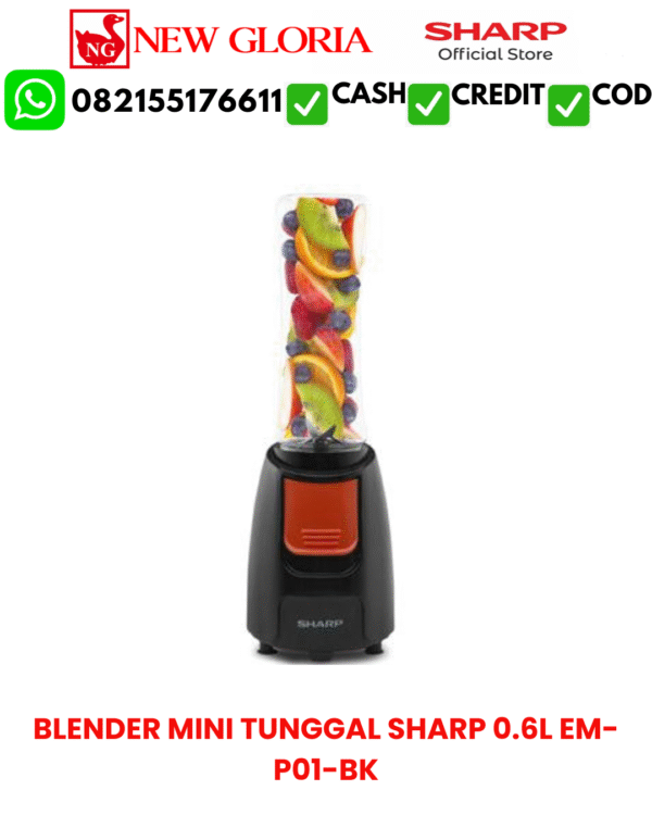 BLENDER MINI TUNGGAL SHARP 0.6L EM-P01-BK
