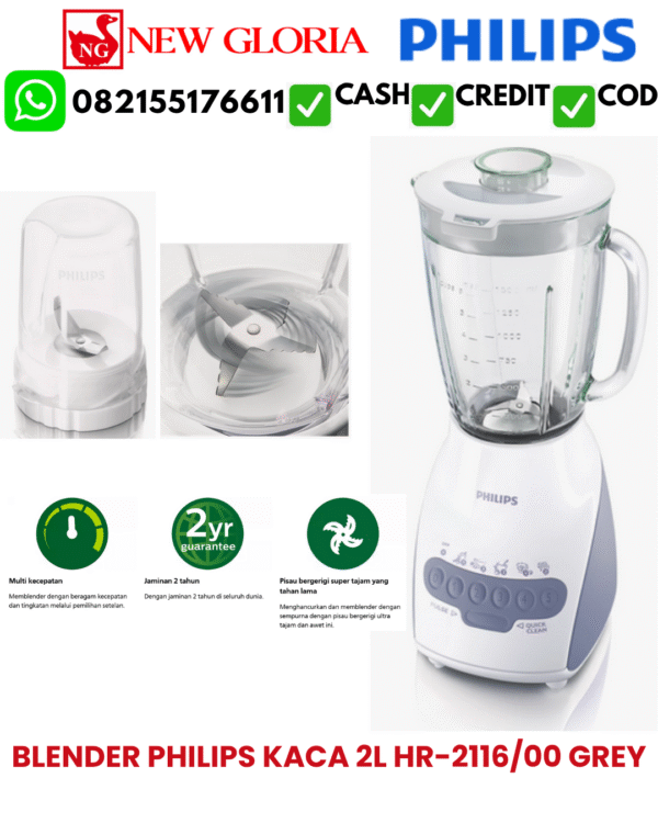 BLENDER PHILIPS KACA 2L HR-2116/00 GREY