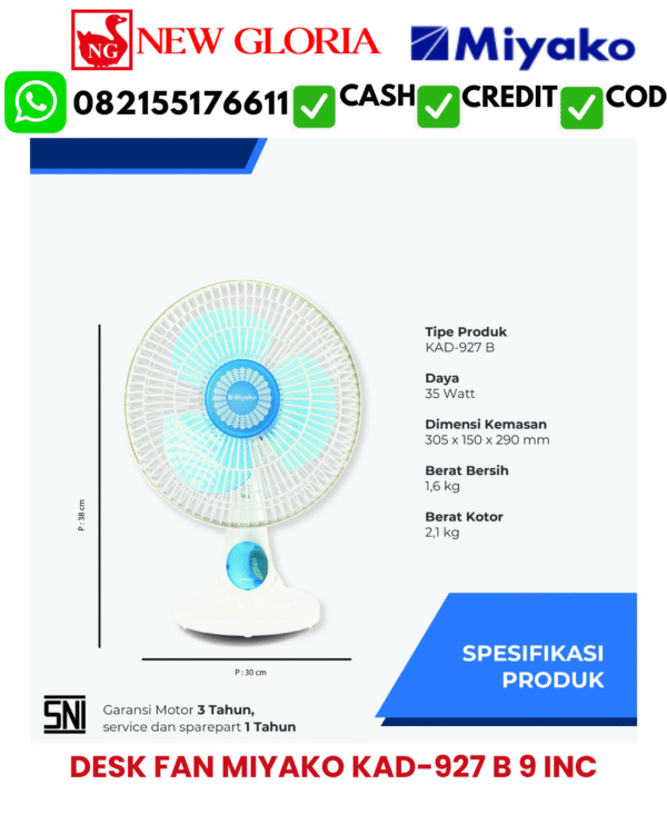 DESK FAN MIYAKO KAD-927 B 9 INC
