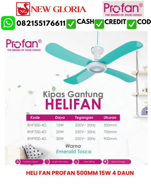 HELI FAN PROFAN 500MM 15W 4 DAUN