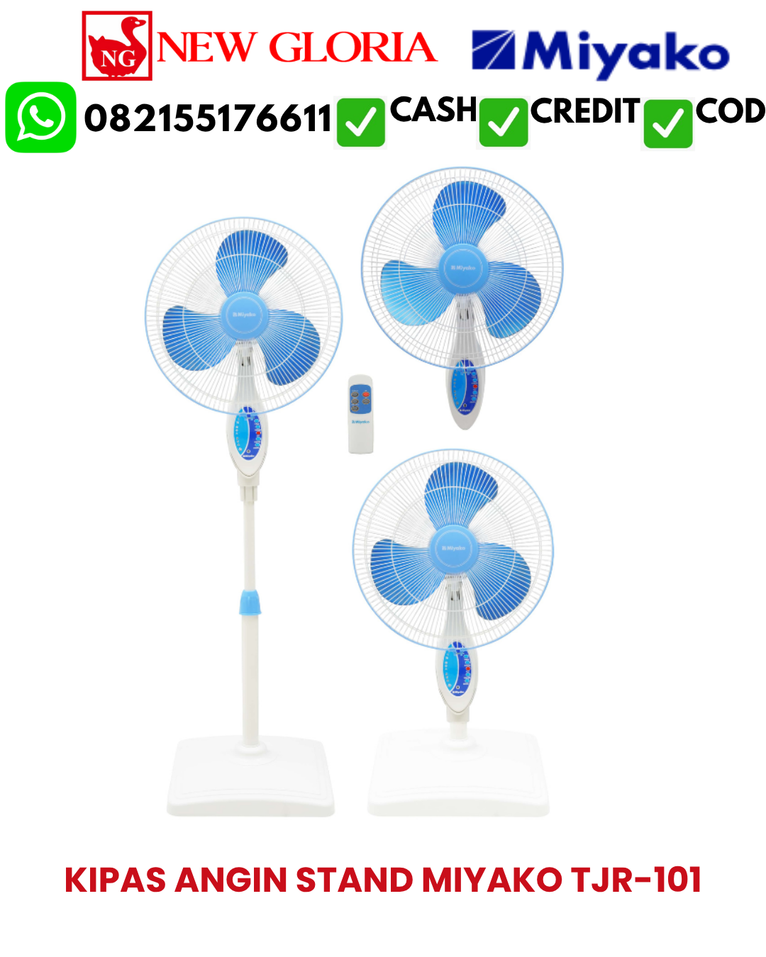 KIPAS ANGIN STAND 3 IN 1 MIYAKO TJR-101