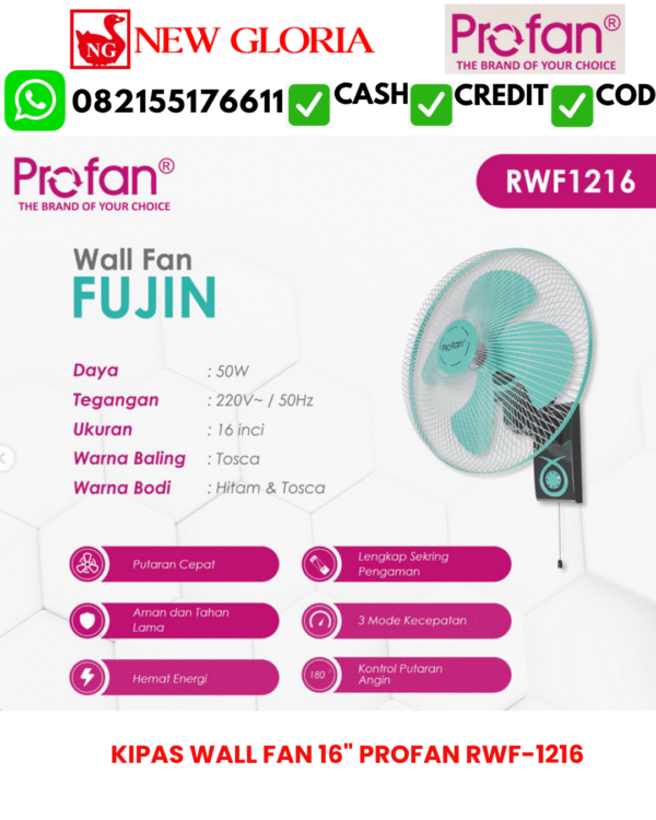KIPAS WALL FAN 16" PROFAN RWF-1216