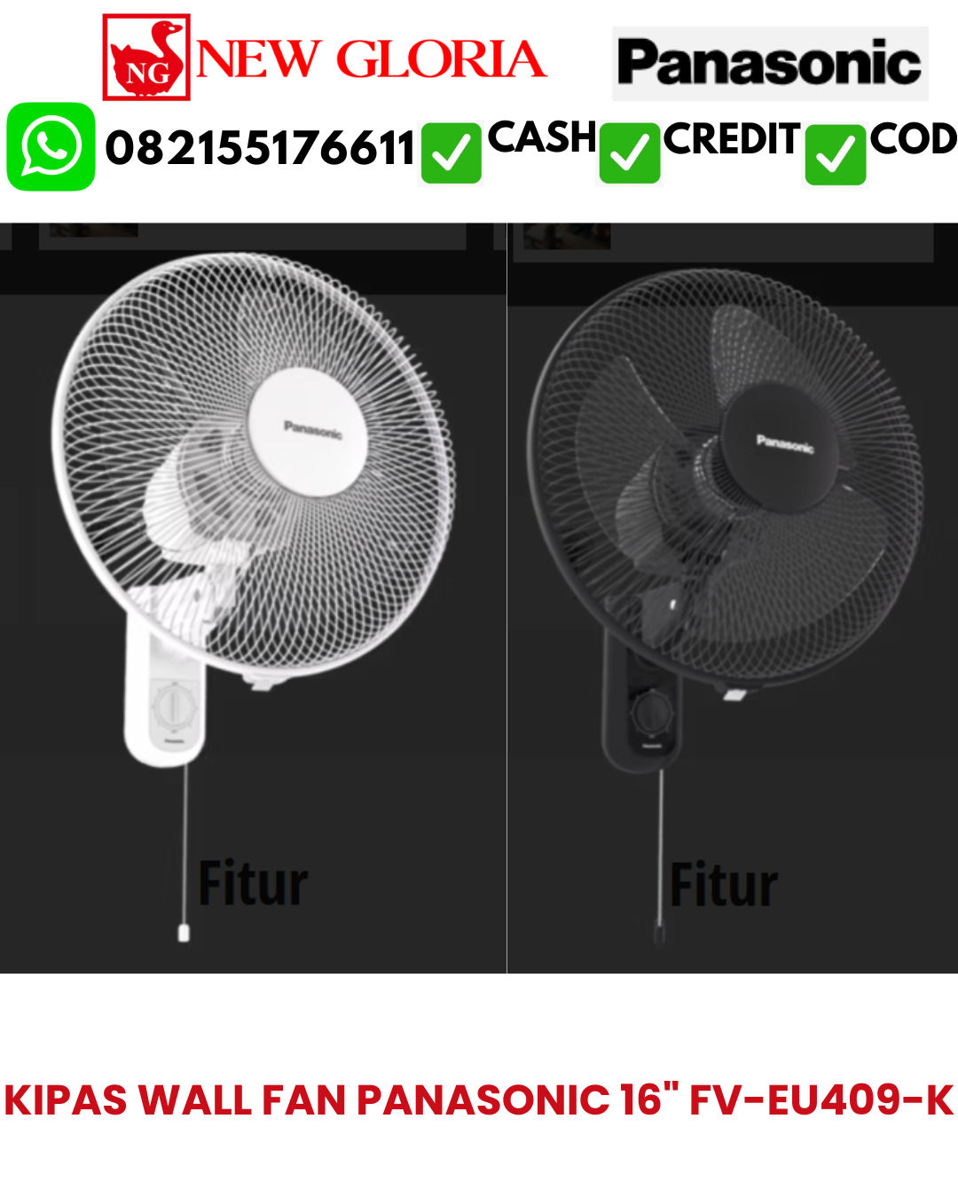 KIPAS WALL FAN PANASONIC 16″ FV-EU409-K