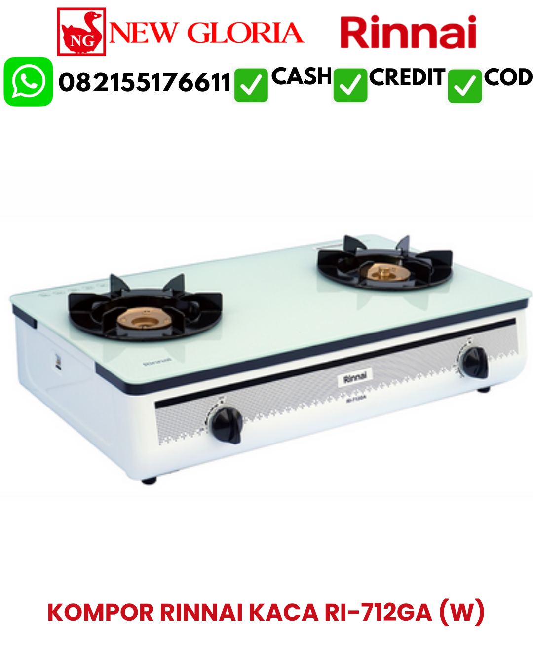 KOMPOR RINNAI KACA RI-712GA (W)