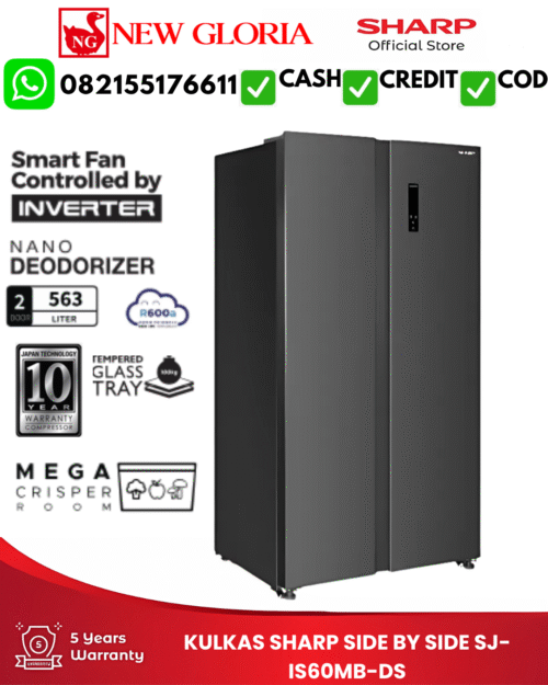 KULKAS SHARP SIDE BY SIDE SJ-IS60MB-DS