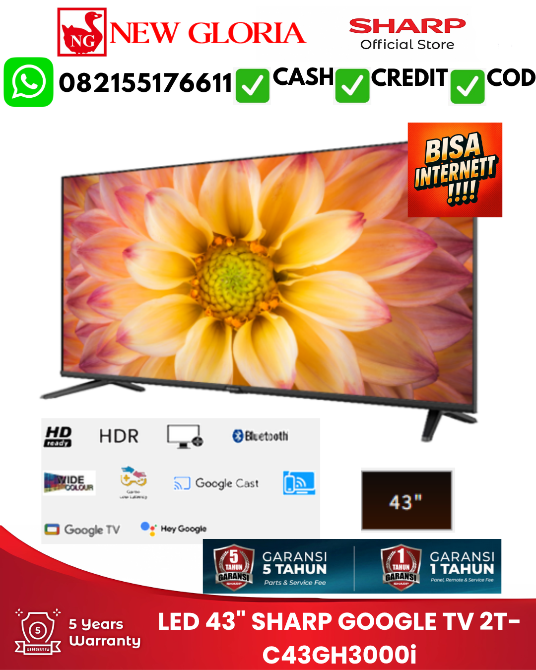 LED 43″ SHARP GOOGLE TV 2T-C43GH3000i