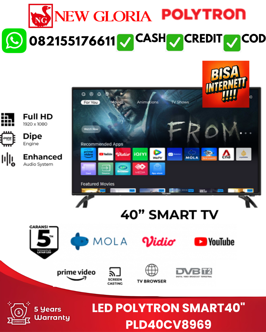 LED POLYTRON SMART40″  PLD40CV8969