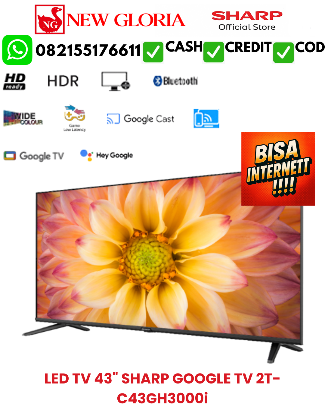 LED TV 43″ SHARP GOOGLE TV 2T-C43GH3000i