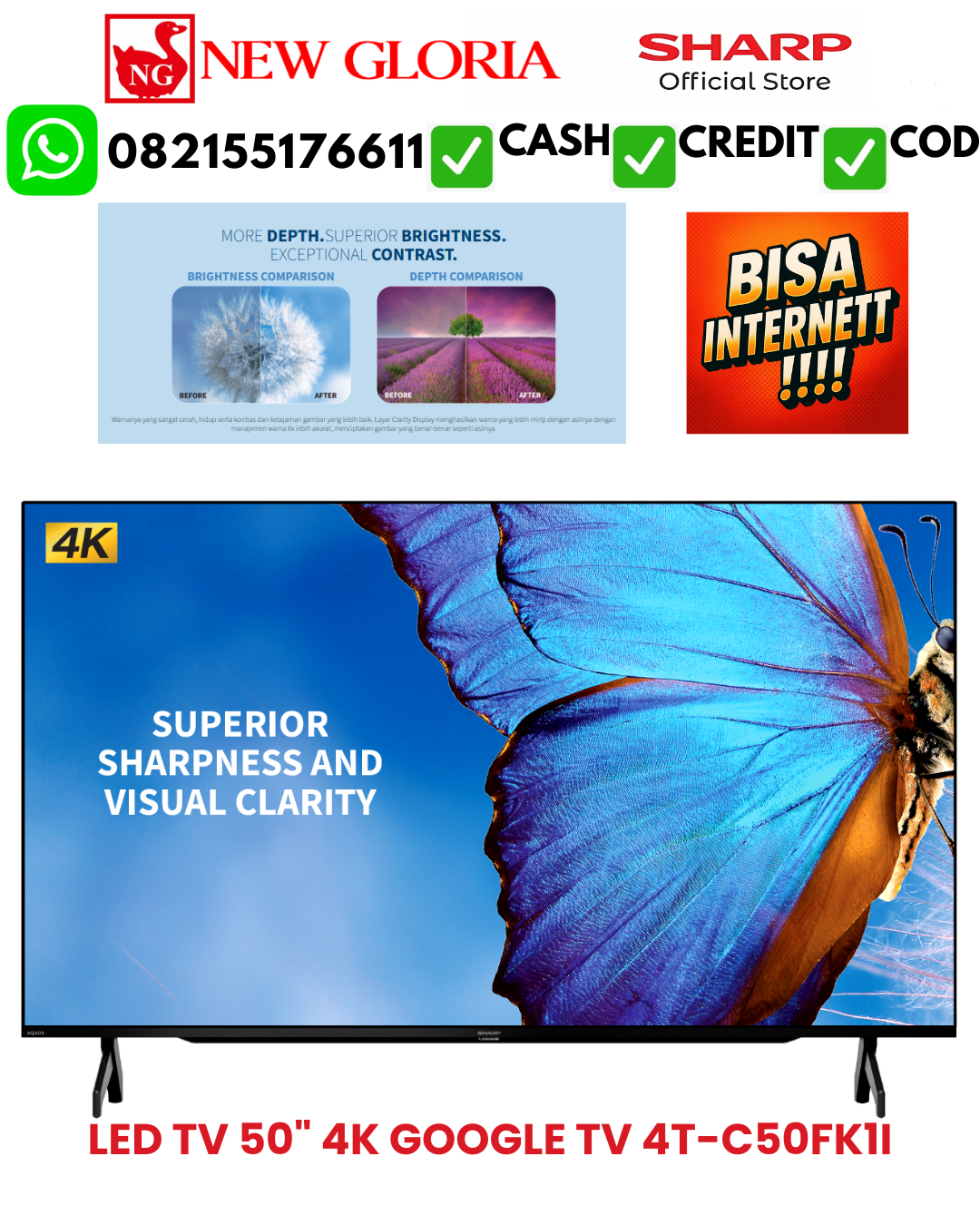 LED TV 50″ 4K GOOGLE TV 4T-C50FK1I
