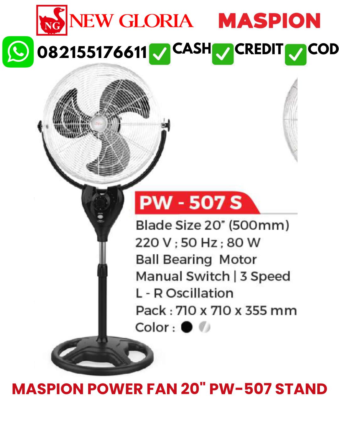 MASPION POWER FAN 20″ PW-507 STAND