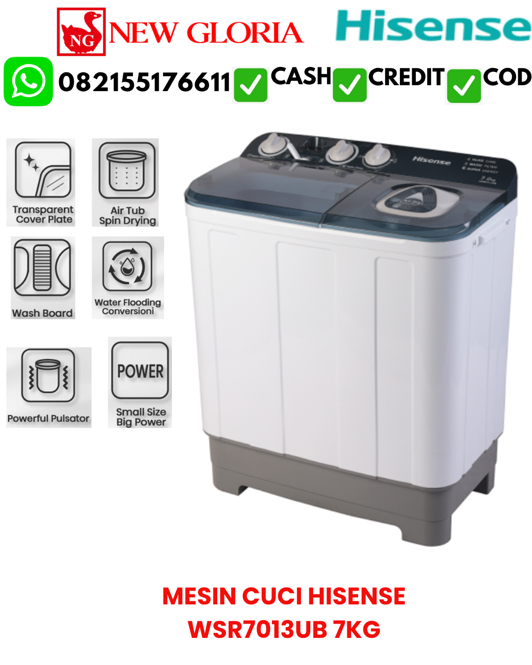 MESIN CUCI HISENSE WSR7013UB 7KG