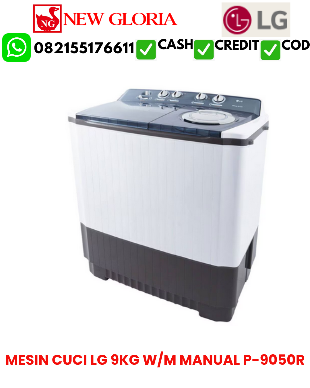 MESIN CUCI LG 9KG W/M MANUAL P-9050R