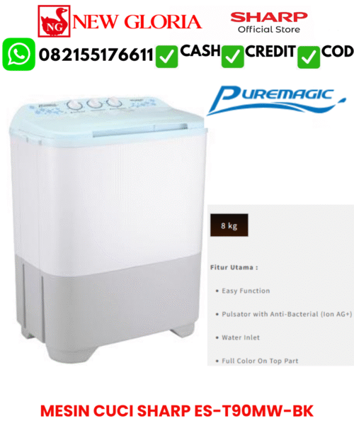 MESIN CUCI SHARP ES-T90MW-BK