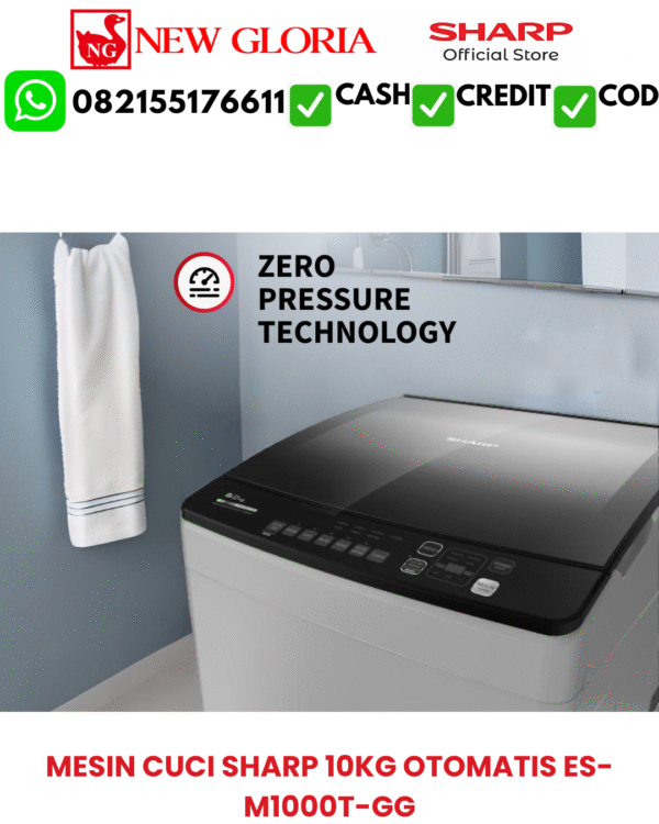 MESIN CUCI SHARP 10KG OTOMATIS ES-M1000T-GG