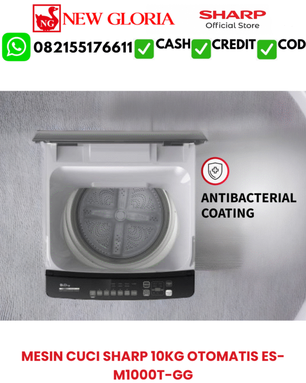 MESIN CUCI SHARP 10KG OTOMATIS ES-M1000T-GG