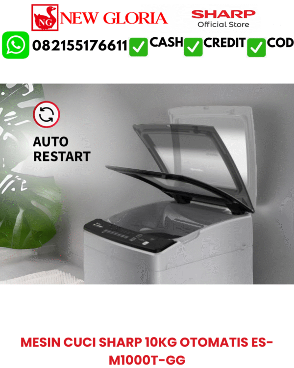 MESIN CUCI SHARP 10KG OTOMATIS ES-M1000T-GG